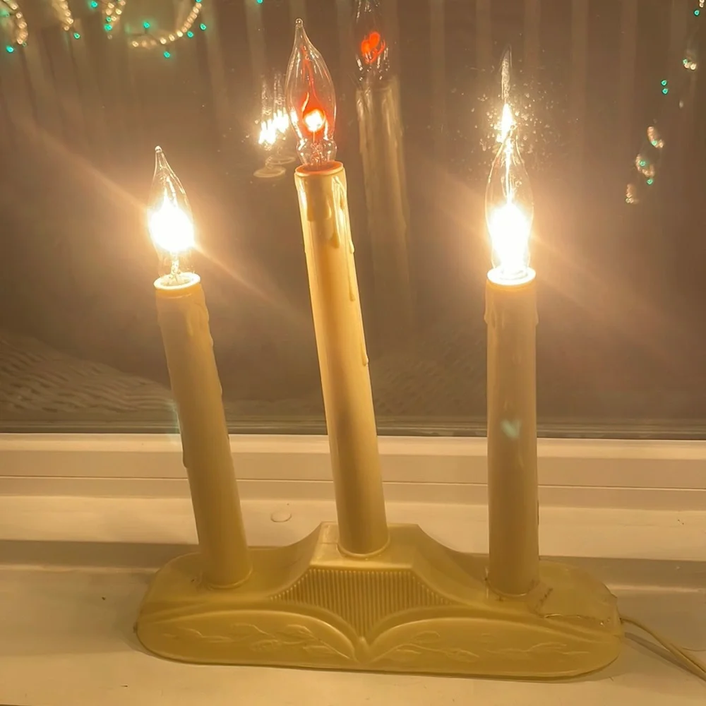Bundle 5 vintage lights Christmas triple candle Molded plastic window bulb …